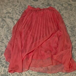 H&M Pink High-Low Pleated Skirt